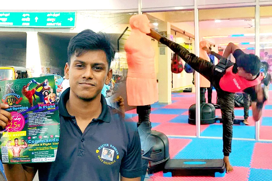 Portrait of Master Harish - Practicing Kickboxing at CF2C, Mangadu Chennai